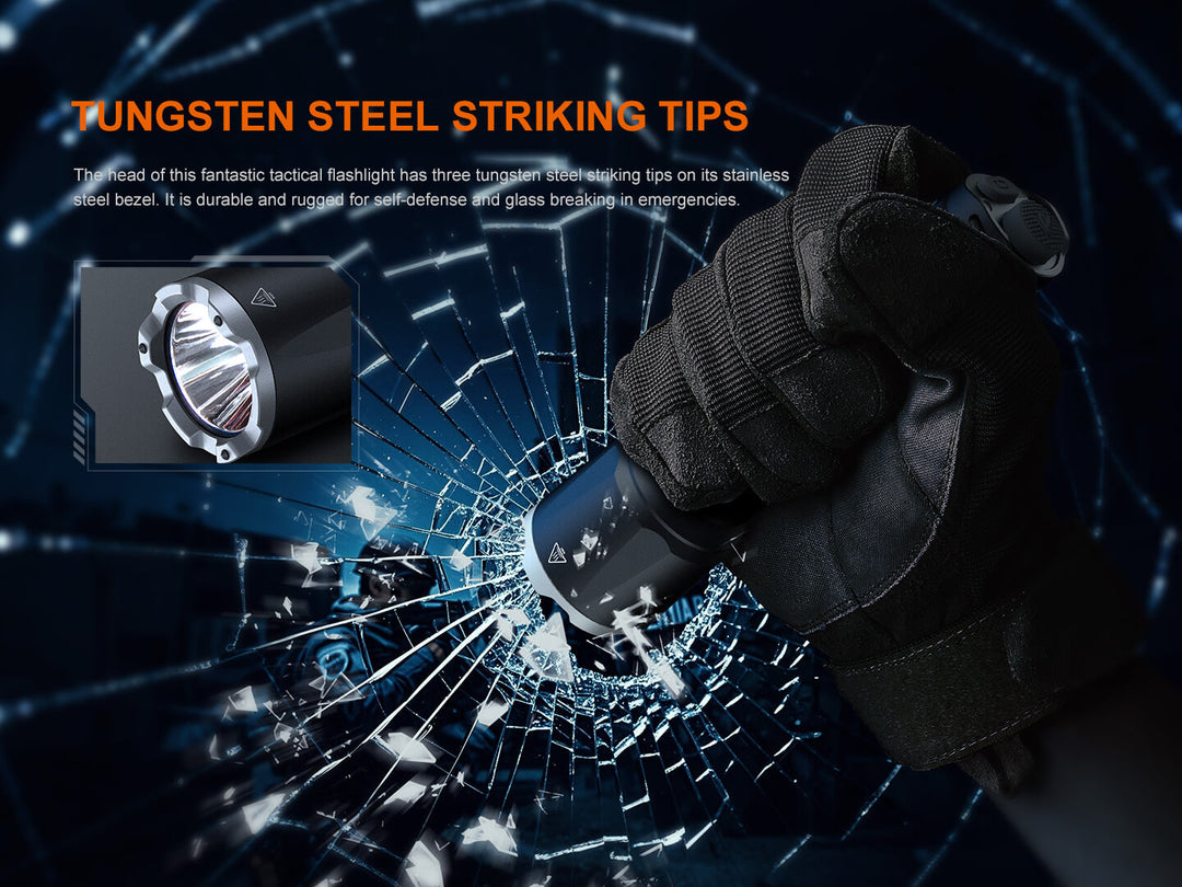 Fenix TK17 Tactical Flashlight used to break glass