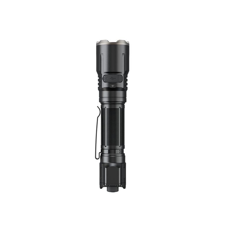 Black Fenix TK25R Tactical Flashlight on a white background