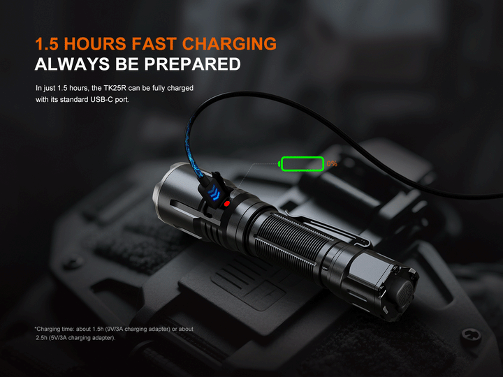 Fenix TK25R Tactical Flashlight charging