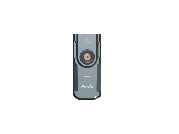 Fenix e06r keychain light in black as viewed from the top