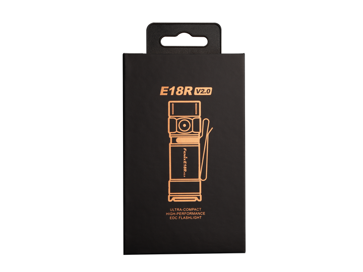 Fenix e18r v2 rechargeable flashlight in gift box packaging