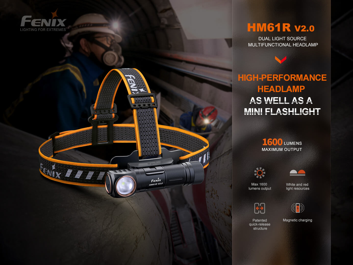 Fenix HM61R V2 Rechargeable LED Headlamp - 1600 Lumens – Fenix Store