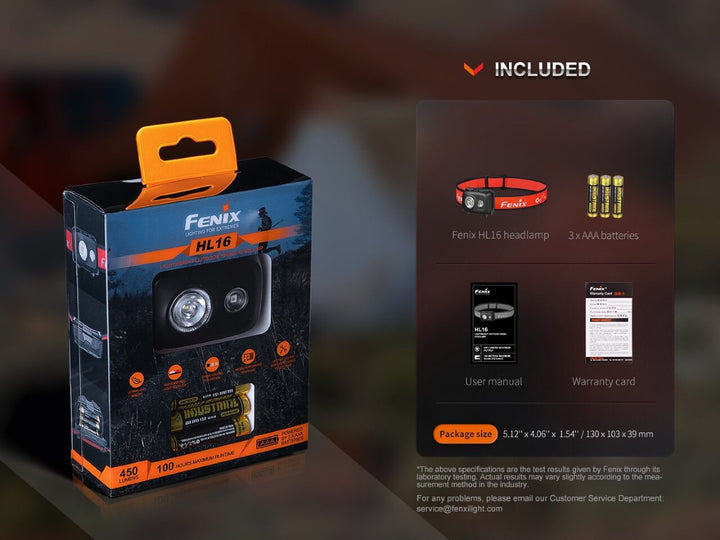 Fenix HL16 Lightweight Outdoor Hiking LED Headlamp -- OPEN BOX
