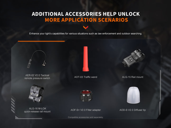 Optional accessories that are compatible with the Fenix PD32R Flashlight 
