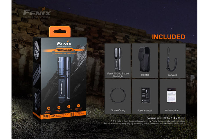 Fenix TK35UE V2 + 18650 Batteries and Charger Bundle
