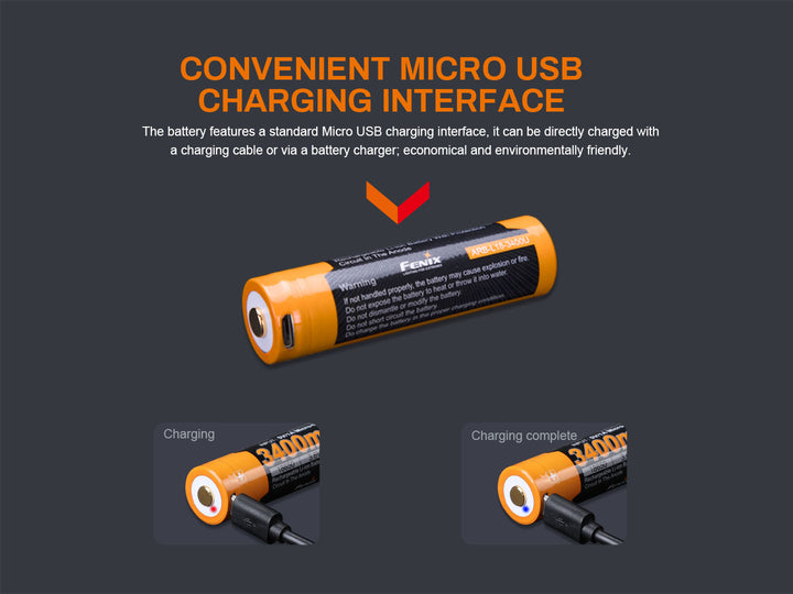 Fenix ARB-L18-3400U Micro-USB Rechargeable 18650 Battery