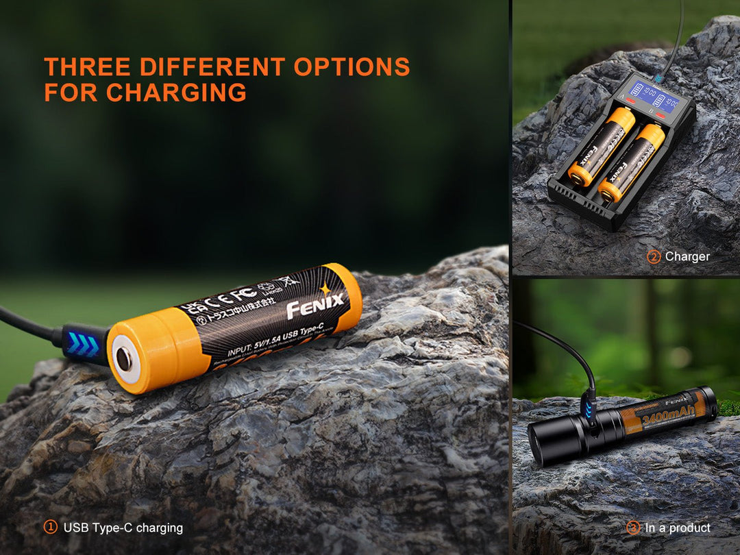 Fenix ARB-L18-3400U V3 USB-C Rechargeable 18650 Battery - Fenix Store