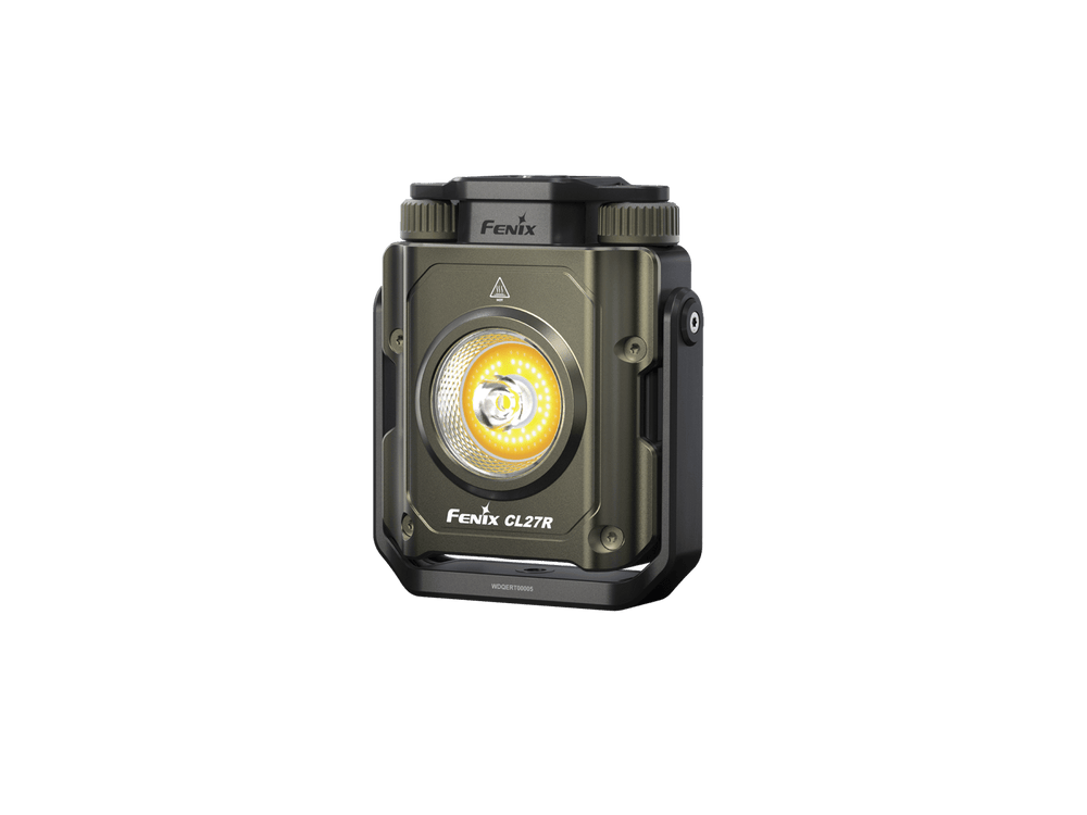 Wild Green Fenix CL27R lantern, angled front view of the lens #Wild Green_2