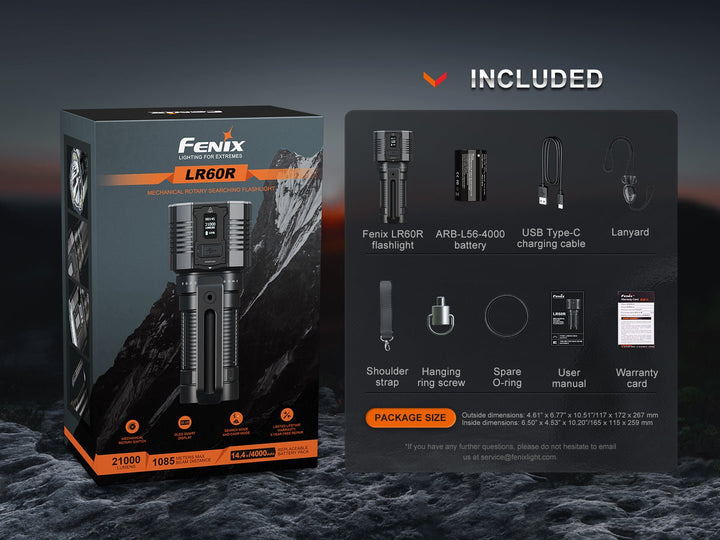 Fenix LR60R Rotary Switch Rechargeable Searchlight - 21000 Lumens - Fenix Store