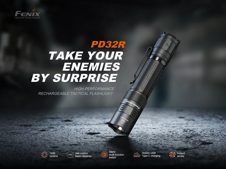 Fenix PD32R Rechargeable Silent Switch LED Flashlight - Fenix Store