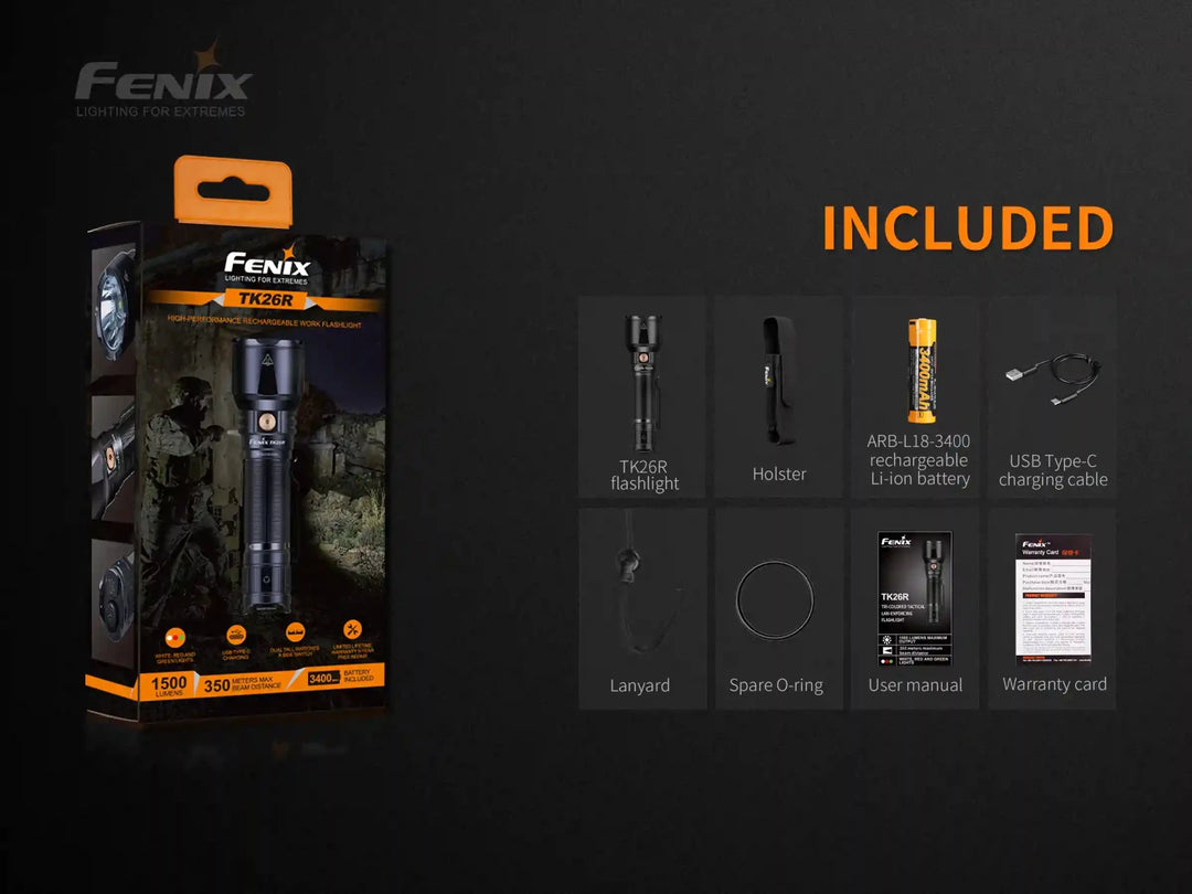 Fenix TK26R Tactical LED Flashlight - 1500 Lumens - Fenix Store