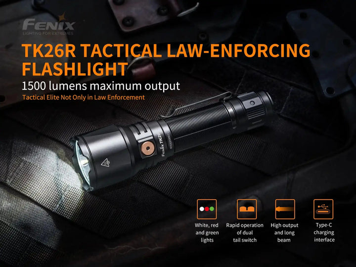 Fenix TK26R Tactical LED Flashlight - 1500 Lumens - Fenix Store
