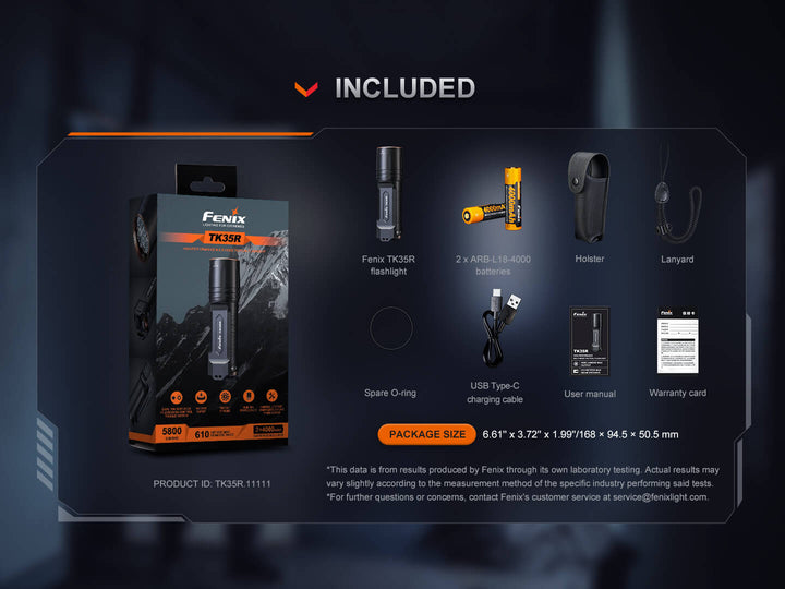 Fenix TK35R UV Light Rechargeable High-Performance Tactical Flashlight - Fenix Store