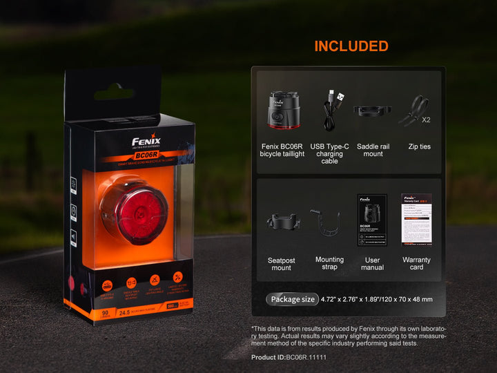Fenix BC06R Smart-Brake Bicycle Taillight - OPEN BOX - Fenix Store