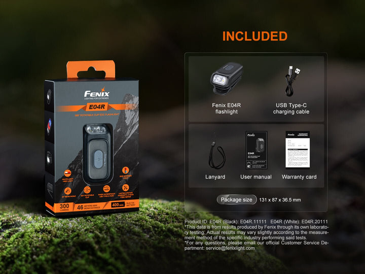 Fenix E04R Rotating Clip-On Light - OPEN BOX - Fenix Store