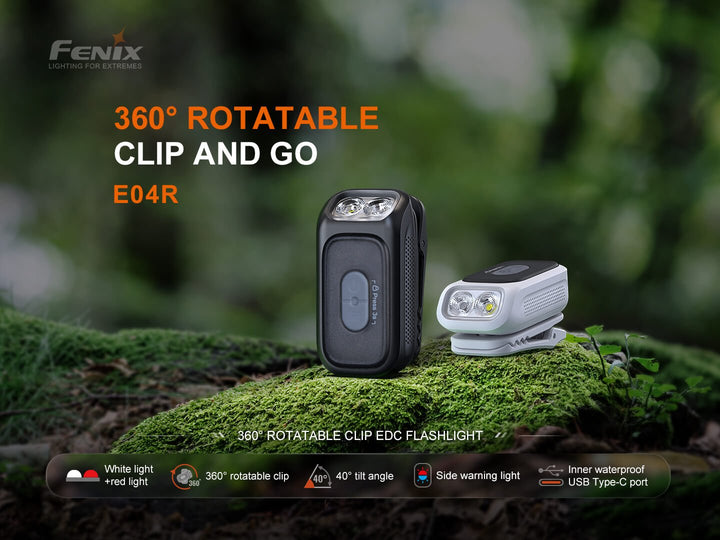 Fenix E04R Rotating Clip-On Light - OPEN BOX - Fenix Store