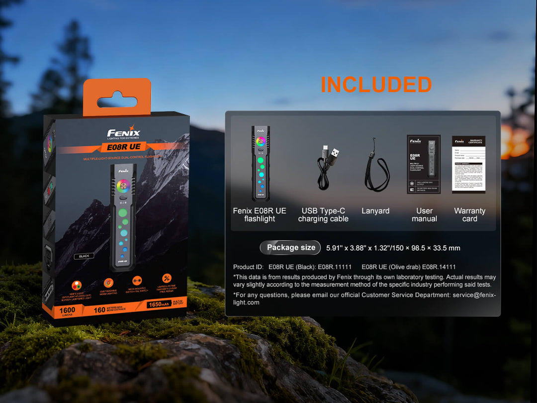 Fenix E08R UE Multi-Light Flashlight (Green) - OPEN BOX - Fenix Store