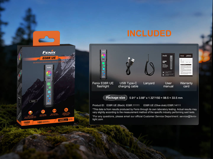 Fenix E08R UE Multi-Light Flashlight (Green) - OPEN BOX - Fenix Store