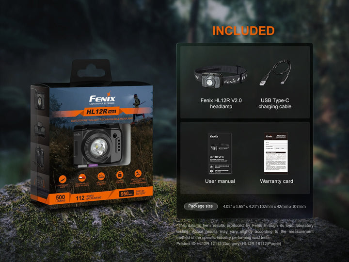 Fenix HL12R V2 Ultralight Outdoor Rechargeable Headlamp - OPEN BOX - Fenix Store