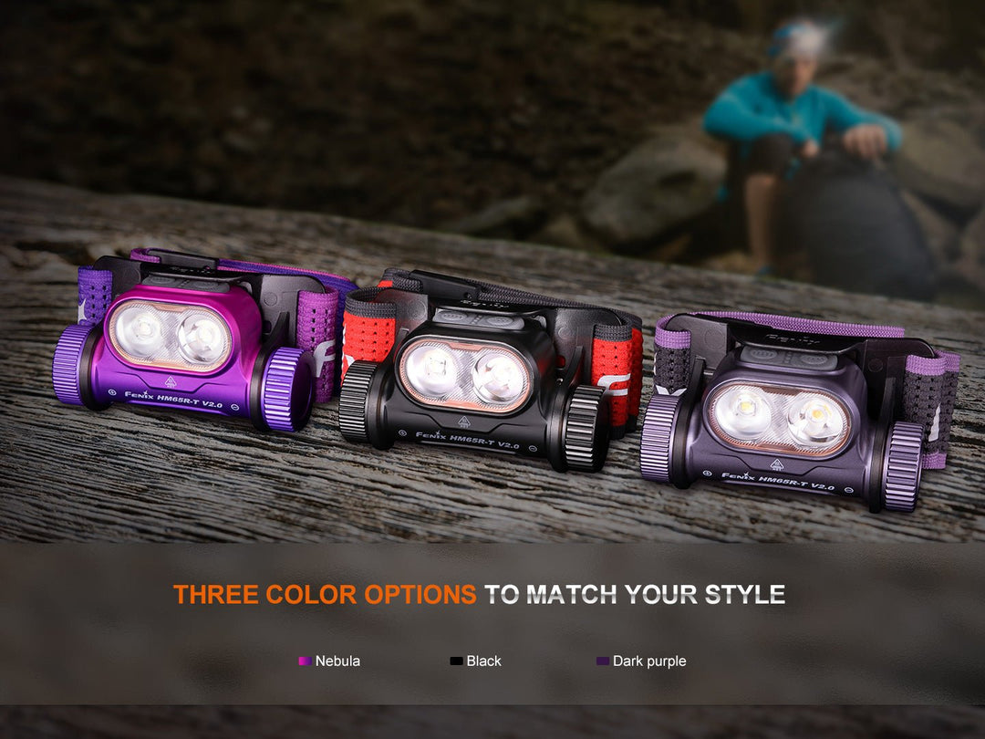 Fenix HM65R-T V2 Rechargeable Lightweight Trail Running Headlamp - Purple - OPEN BOX - Fenix Store