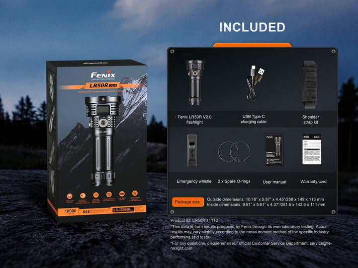 Fenix LR50R V2 White, Red, UV Flashlight - OPEN BOX - Fenix Store