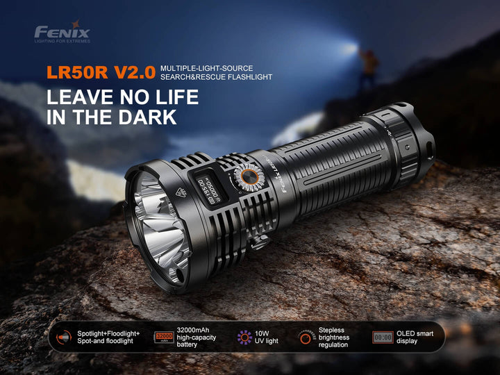 Fenix LR50R V2 White, Red, UV Flashlight - OPEN BOX - Fenix Store