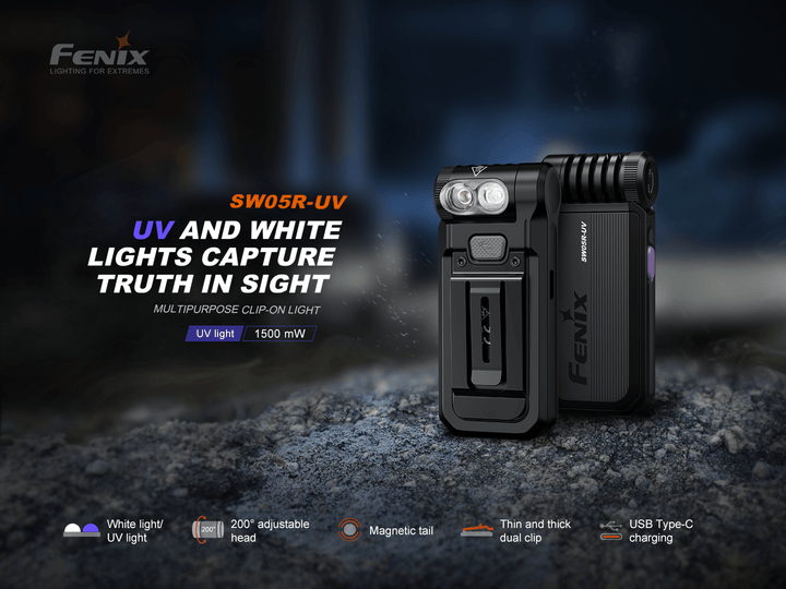 Fenix SW05R Multipurpose Clip-On Light with Red or UV Output - OPEN BOX - Fenix Store