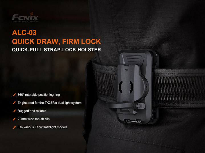 Fenix TK25R Multi-Angle Tactical Light + ALC-03 Rotating Holster - Fenix Store