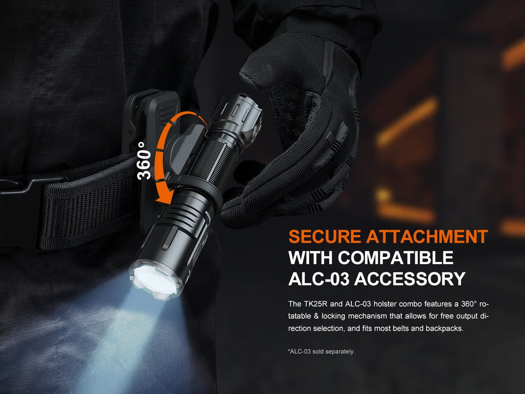 Fenix TK25R Multi-Angle Tactical Light + ALC-03 Rotating Holster - Fenix Store