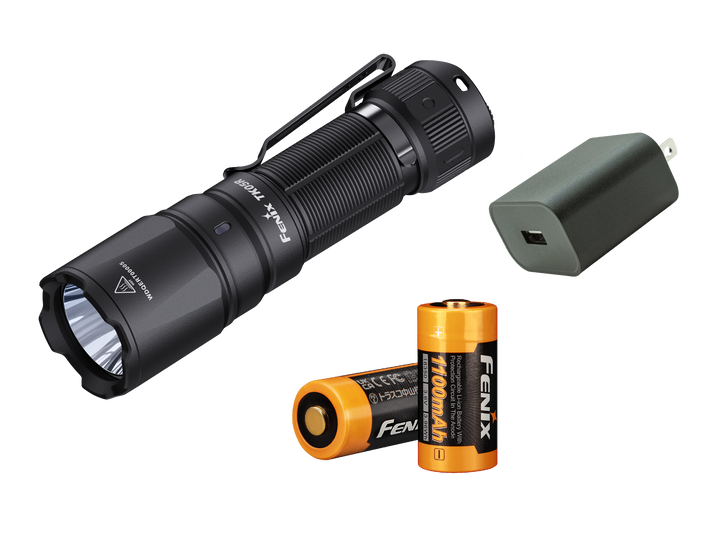 Fenix TK05R bundled with batteries and wall plug