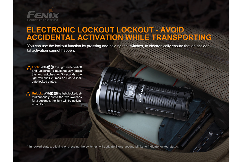 Fenix LR50R Flashlight Lockout Function