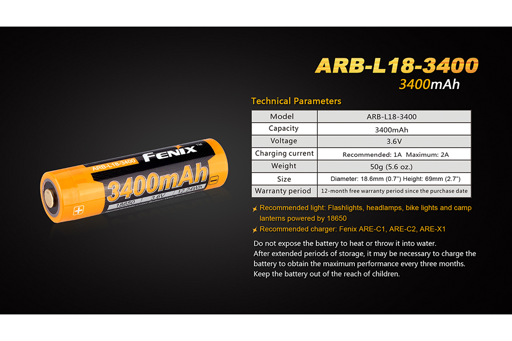 Piles rechargeables : Batterie rechargeable USB-C 18650 3400 mAh (Li-ion) 