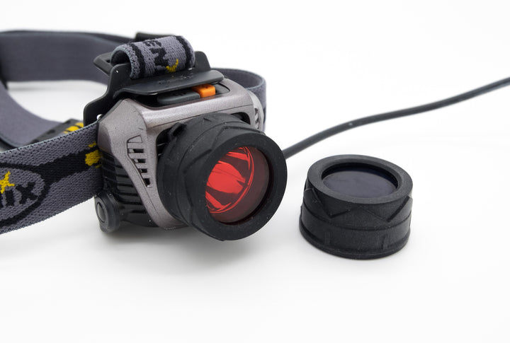 34mm filters attached to a Fenix headlamp