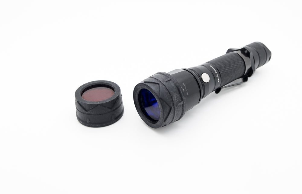 34mm filters attached to a flashlight