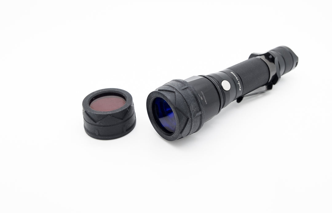 34mm filters attached to a flashlight