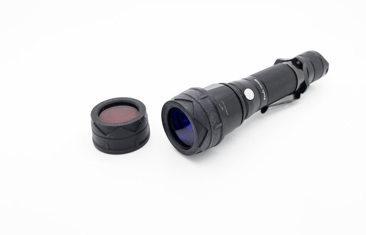 34mm filters attached to a flashlight