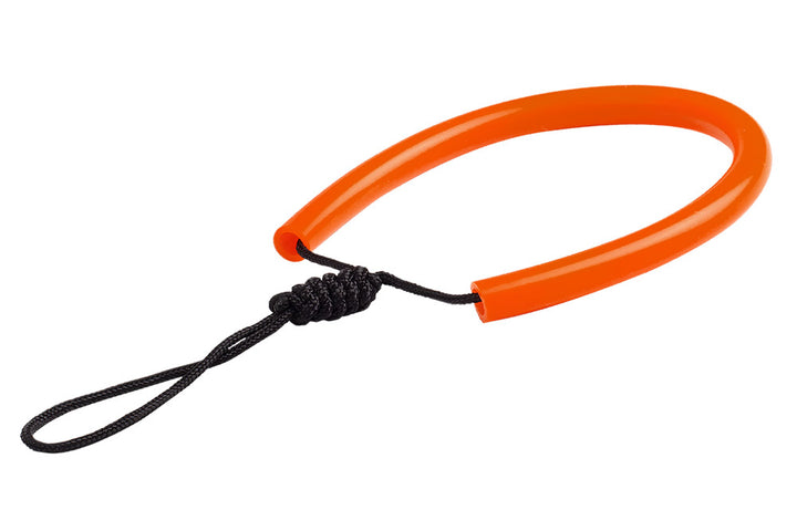 An orange and black Fenix ALL-01 Soft Flashlight Lanyard designed for carrying flashlights securely.