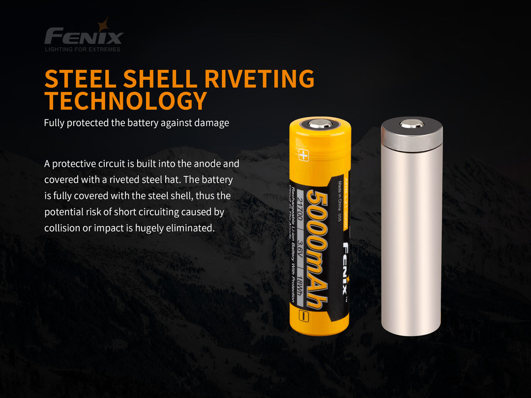Fenix 21700 Rechargeable Li-ion Battery -  5000 mAh - V2