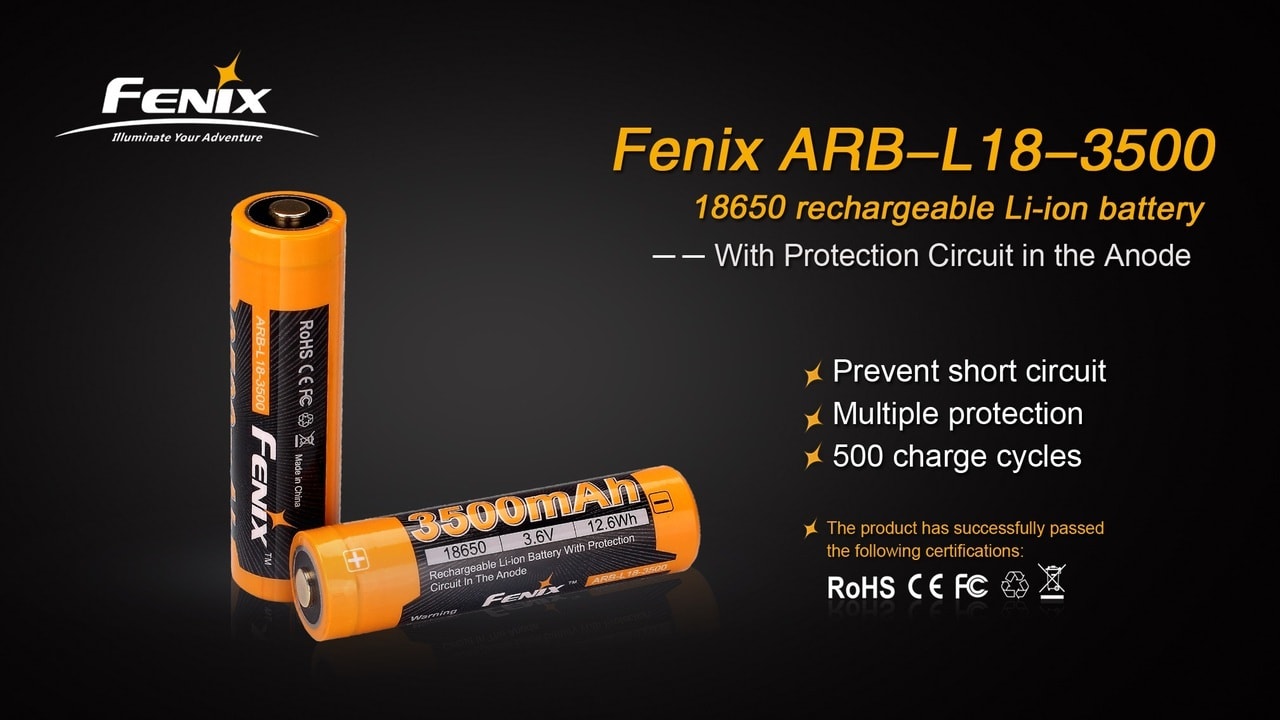 Fenix ARB-L18-3500 High-Capacity 18650 Battery - 3500mAh – Fenix Store