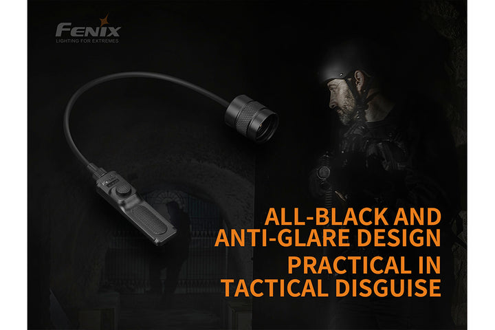 Fenix AER-02 V2 Tactical Remote Pressure Switch with text discussing its anti-glare design