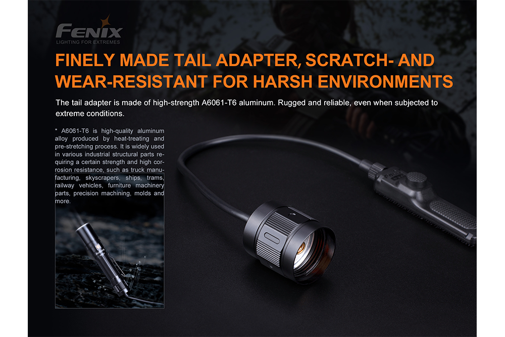 Fenix AER-04 Tactical Remote Switch tail cap portion being dropped to show durability