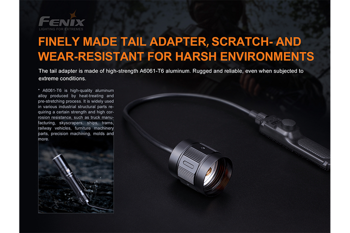 Fenix AER-04 Tactical Remote Switch tail cap portion being dropped to show durability