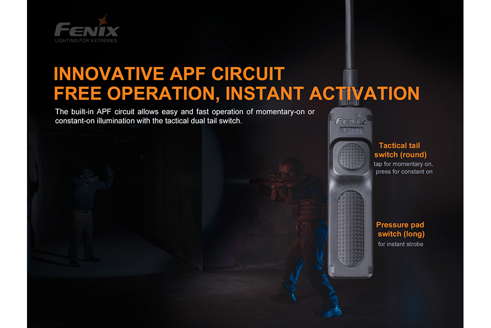 Fenix AER-05 remote pressure switch  with text explaining its features and user interface