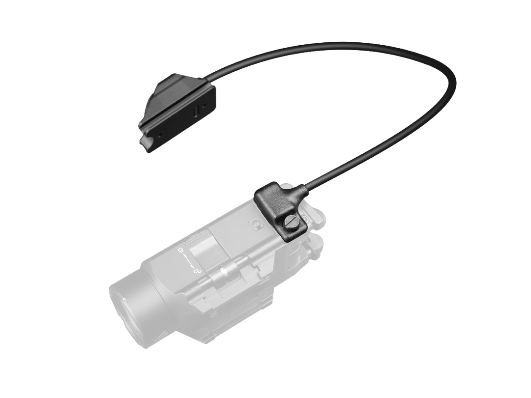 A black Fenix AER-06S Remote Switch with a clear body and cable, designed for activation and use with a tactical light.