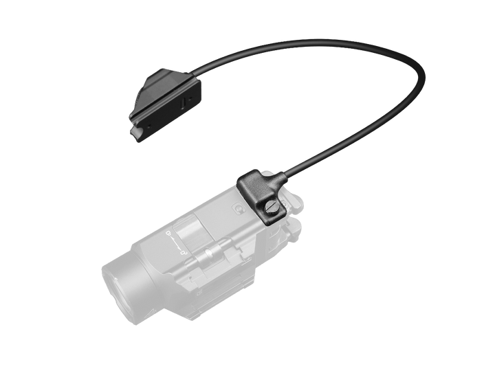 A black Fenix AER-06S Remote Switch with a clear body and cable, designed for activation and use with a tactical light.