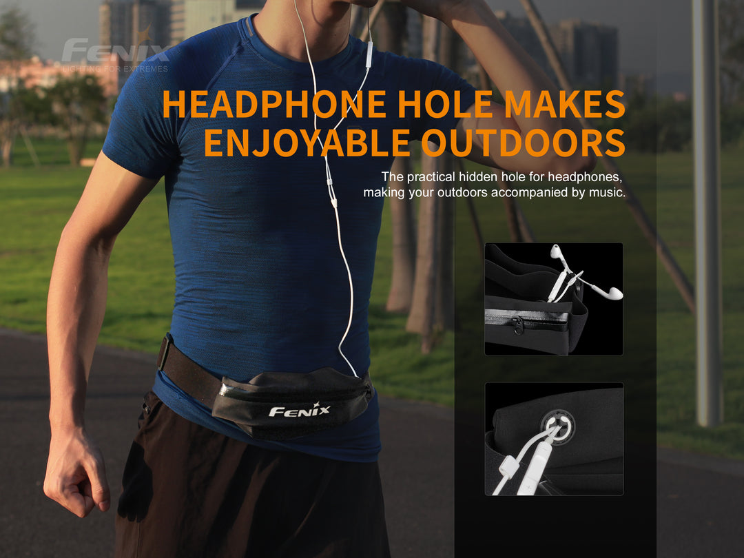 Images showing the headphone cord hole in the Fenix AFB-10 Waist Pack 