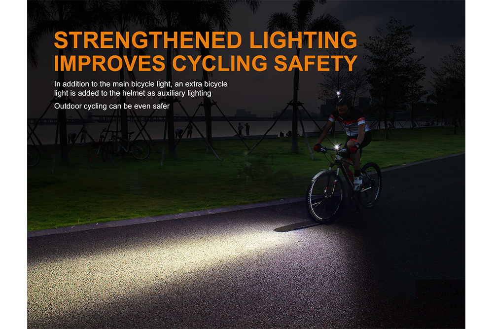 Fenix ALD-08 Bike Light Helmet Holder used along with a bike handlebar light