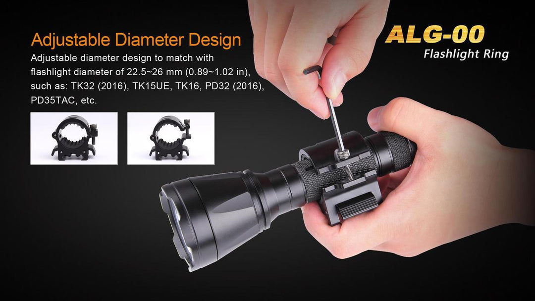 Fenix ALG-00 flashlight ring with included tool adjusting the diameter