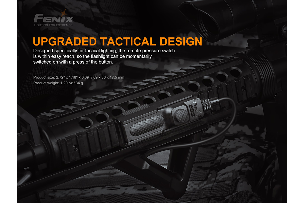 Fenix ALG-05 tactical remote pressure switch attached to weapon rail