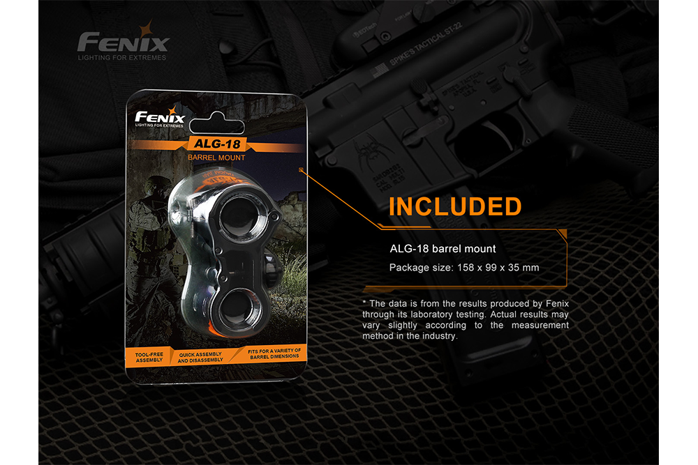 Fenix ALG-18 Flashlight Barrel Mount in packaging